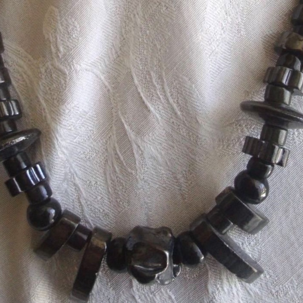 Bundle Grecian 6 Vintage Black   Ceramic Bead Necklace & Extra  Beads Greek - Picture 6 of 11
